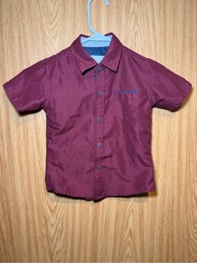 Craft + Flow Cranberry Burgundy  kids 4T Short Sleeve Button Down Shirt